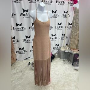 Elegant Beige Fringe Dress